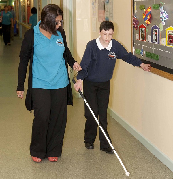 VI child using cane